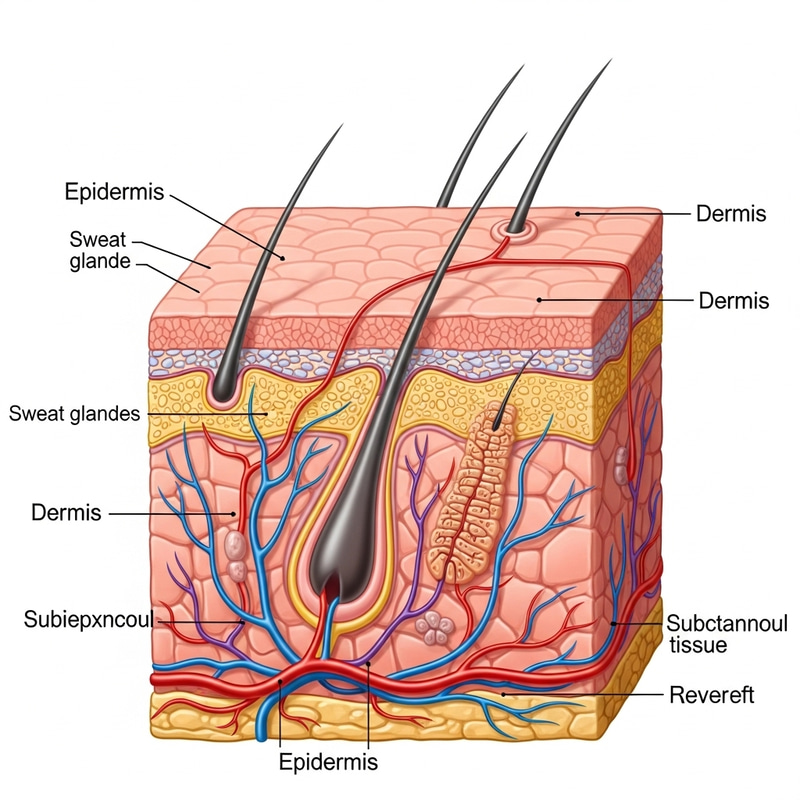 Detailed & Colorful Human Skin Cross-Section Illustration Detailed & Colorful Human Skin Cross-Section Illustration