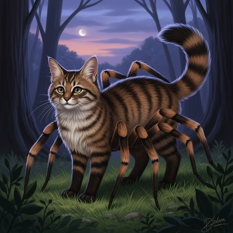Cat Spider Hybrid - Unusual Fantastical Creature
