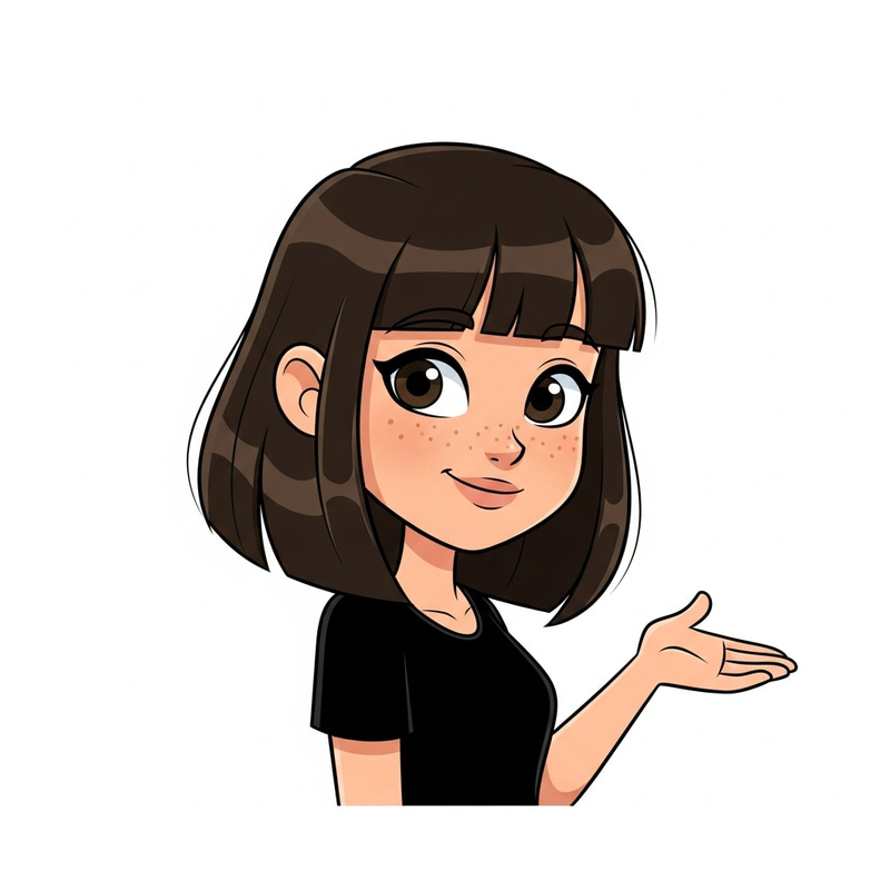 Cute Girl Cartoon in Chic Black Top Cute Girl Cartoon in Chic Black Top