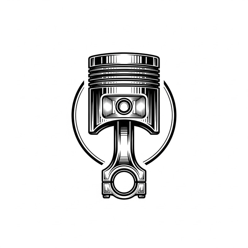 Engraved Piston Logo on White Background