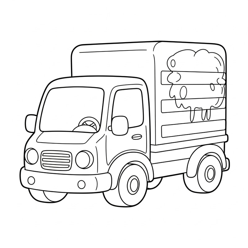 Cute Line-Art Truck for Kids to Color Cute Line-Art Truck for Kids to Color