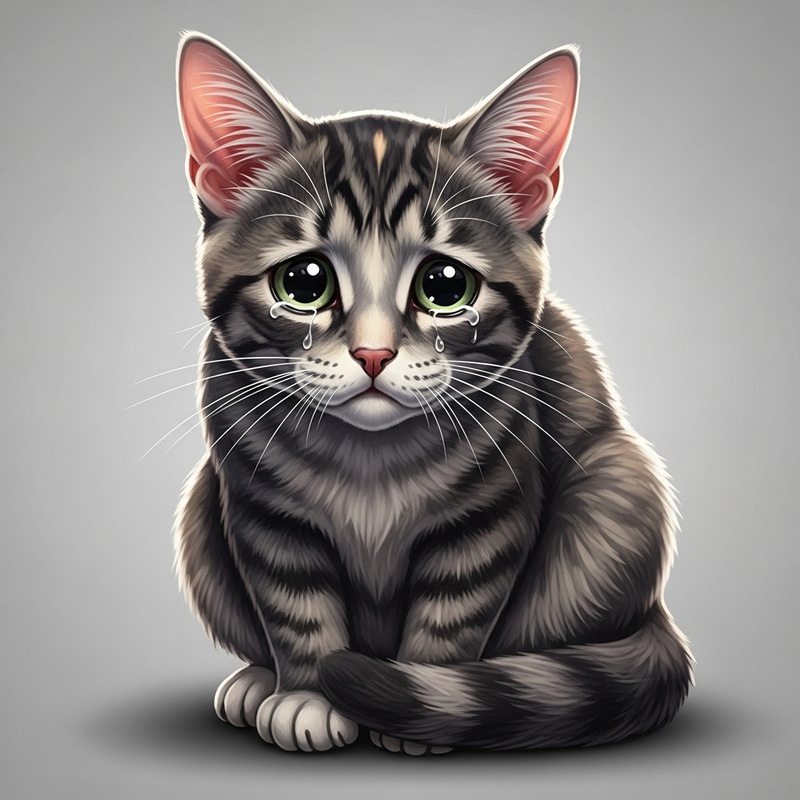 Detailed Sad Cat Image - Feline Showing Sorrow