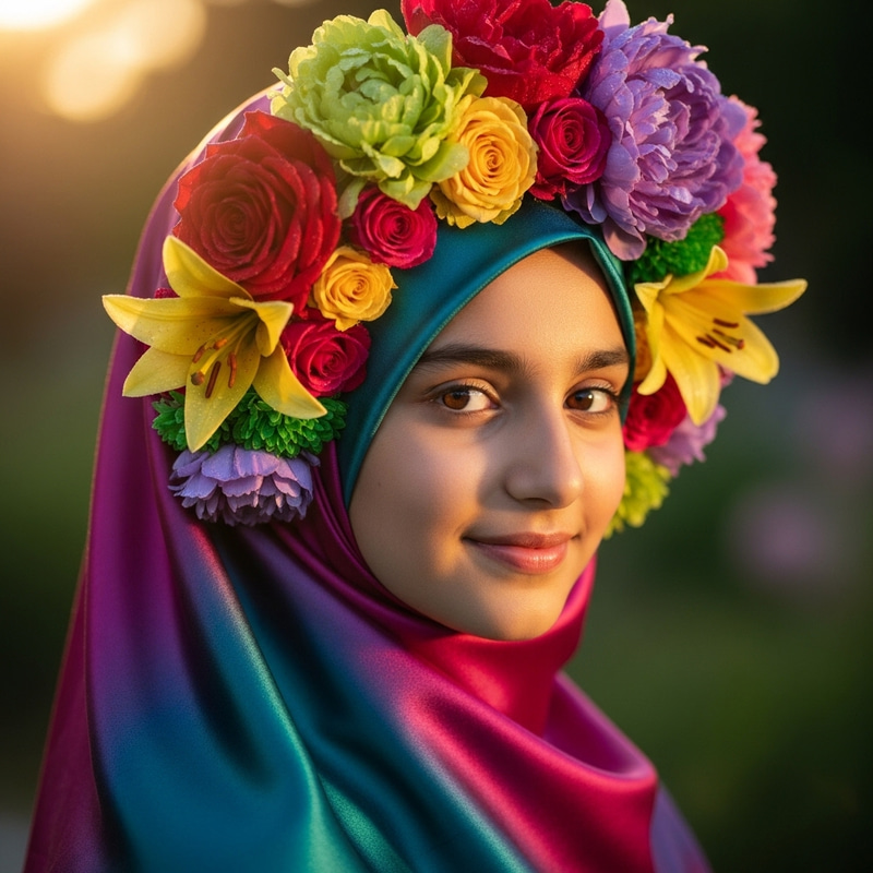 Beautiful Muslim Girl with Floral Headscarf | Graceful Appearance Beautiful Muslim Girl with Floral Headscarf | Graceful Appearance
