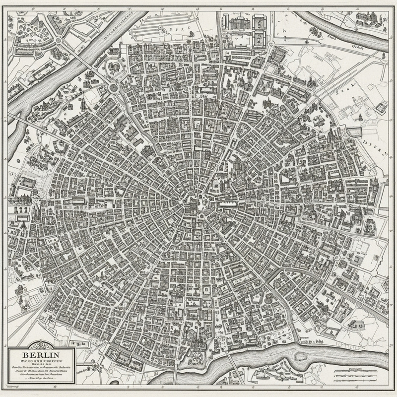 Detailed Black and White Map of Berlin | Precise Representation Detailed Black and White Map of Berlin | Precise Representation