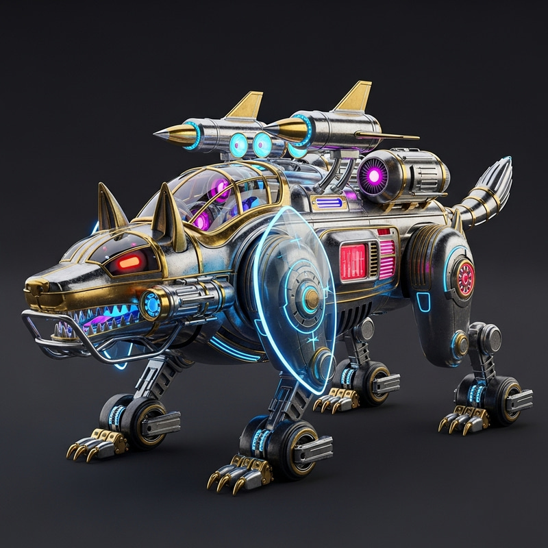 Robotic Wolf: Retro-Futuristic Offroad Creature Design