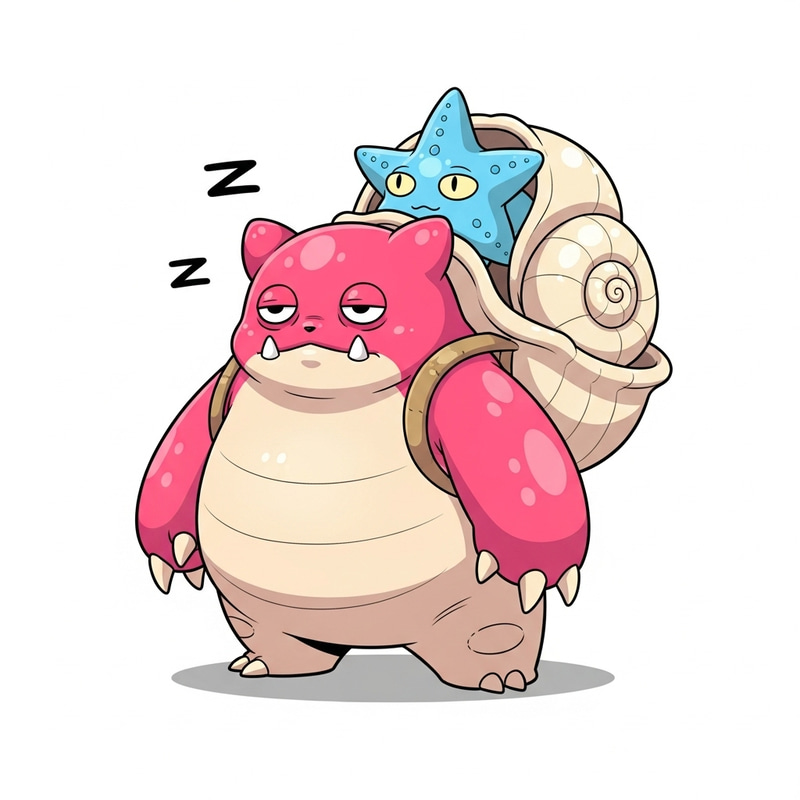 Relaxed Pink & Beige Cartoon Creature Art