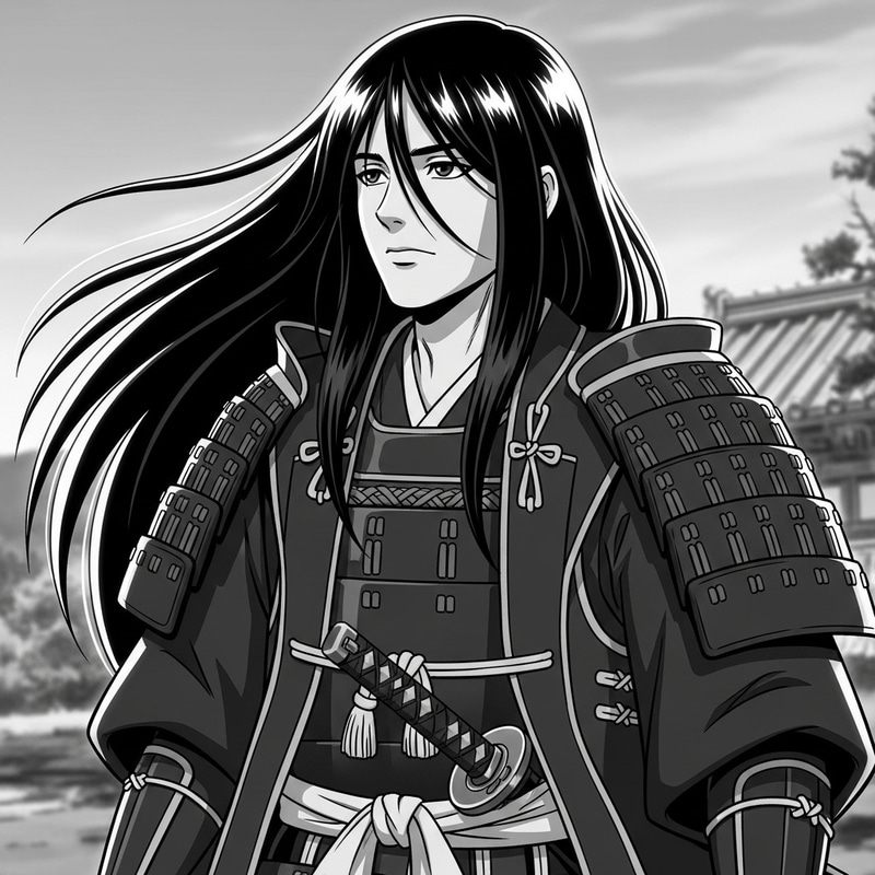 Youthful Male Samurai Character Design in Anime Style Youthful Male Samurai Character Design in Anime Style