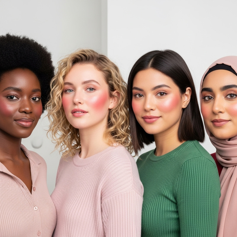 Elegant Women with Pink Blush Makeup | Beauty Portraits