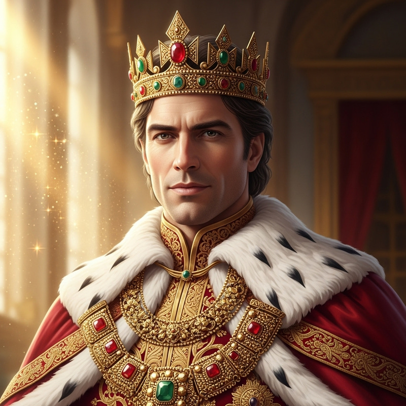 Man with Crown on Head | Majestic Portrait Image