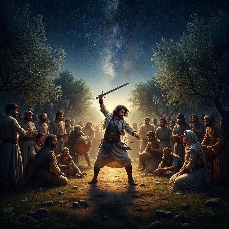 Violent Night Scene in Ancient Israel Olive Grove Violent Night Scene in Ancient Israel Olive Grove