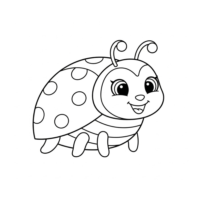 Cute and Friendly Ladybug Coloring Page for 1-Year-Olds Cute and Friendly Ladybug Coloring Page for 1-Year-Olds