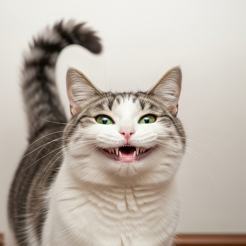 Smiling Cat with Bright Green Eyes Smiling Cat with Bright Green Eyes