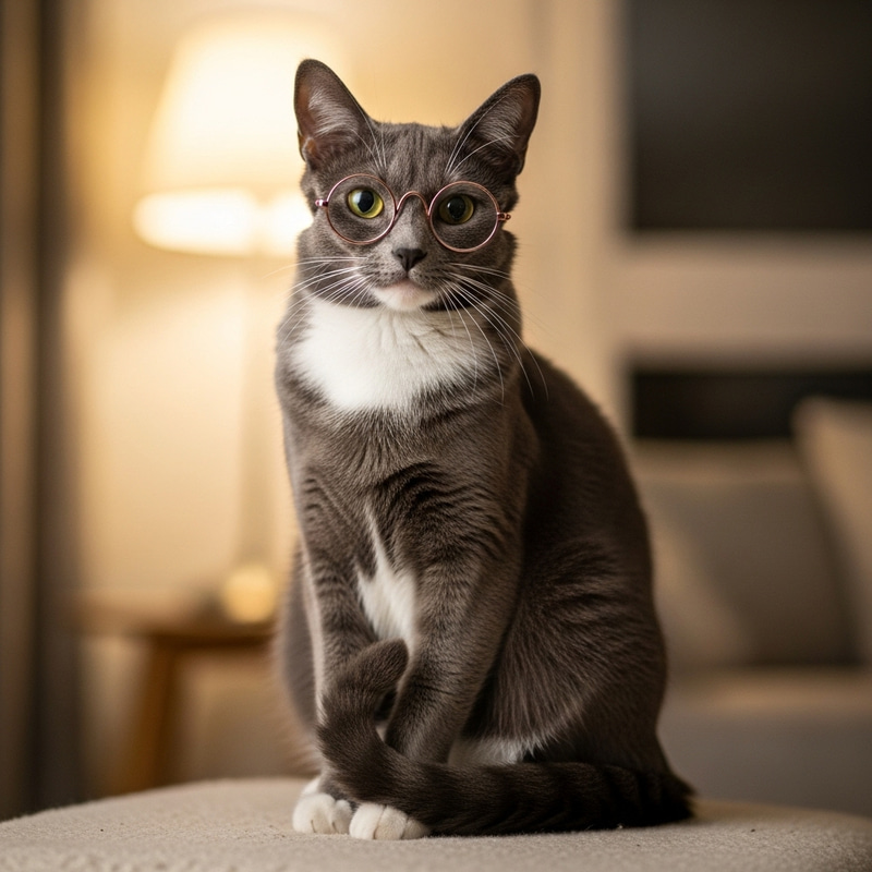Cat in Glasses - Stylish Feline in Vintage Eyewear Cat in Glasses - Stylish Feline in Vintage Eyewear