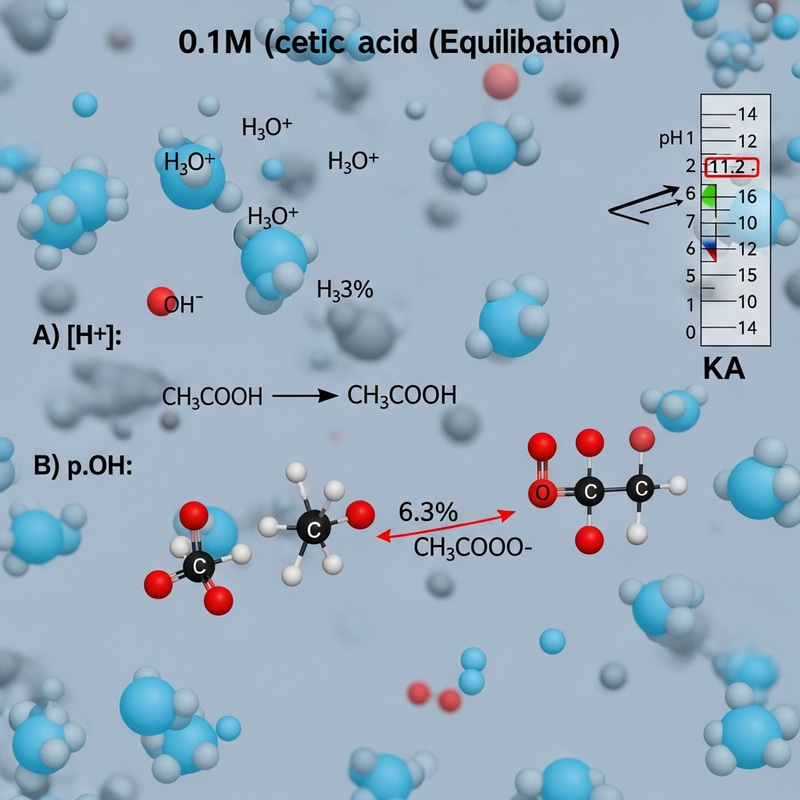 Acetic Acid Solution: 6.3% Ionized - Equilibrium Constant, pH Calculation Acetic Acid Solution: 6.3% Ionized - Equilibrium Constant, pH Calculation
