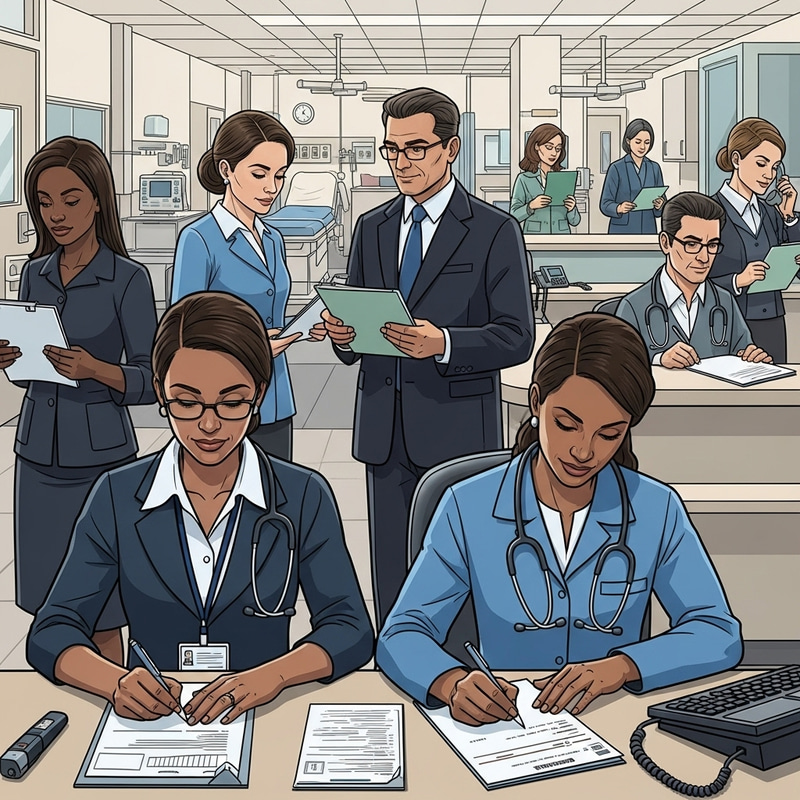 Diverse Office Worker in Healthcare Setting Diverse Office Worker in Healthcare Setting