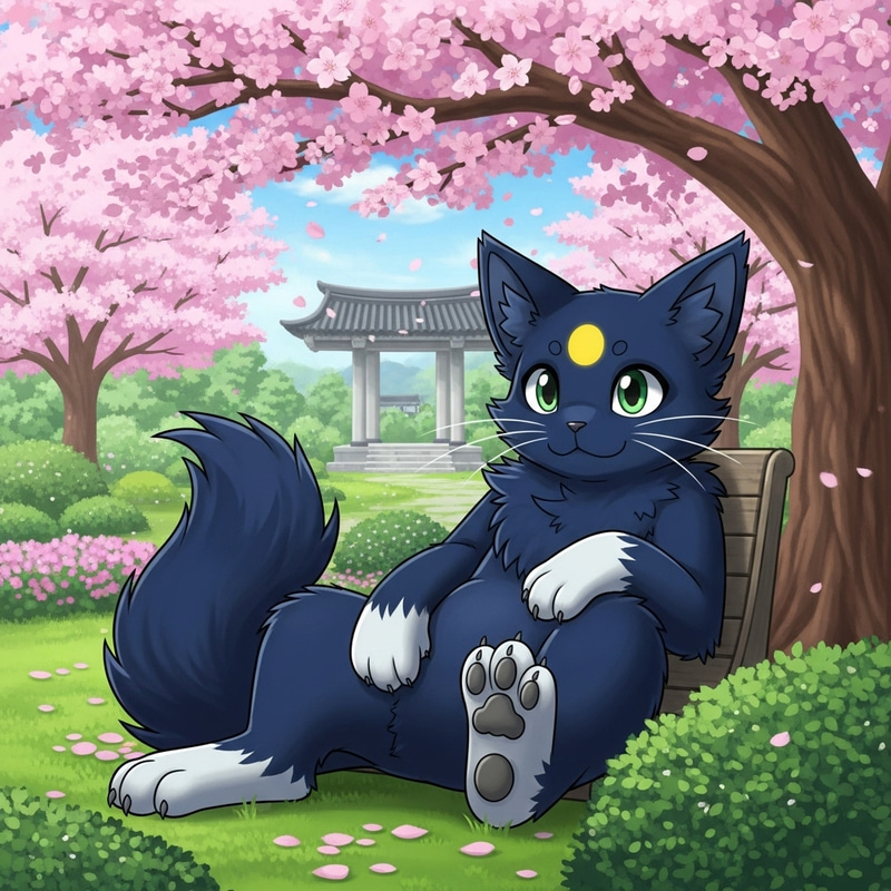 Nemona from Pokemon Barefoot - Tranquil Garden Scene