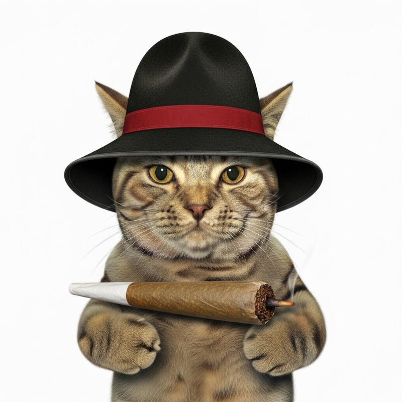 Charming Cat with Stylish Hat and Tobacco - Cute Feline Charming Cat with Stylish Hat and Tobacco - Cute Feline