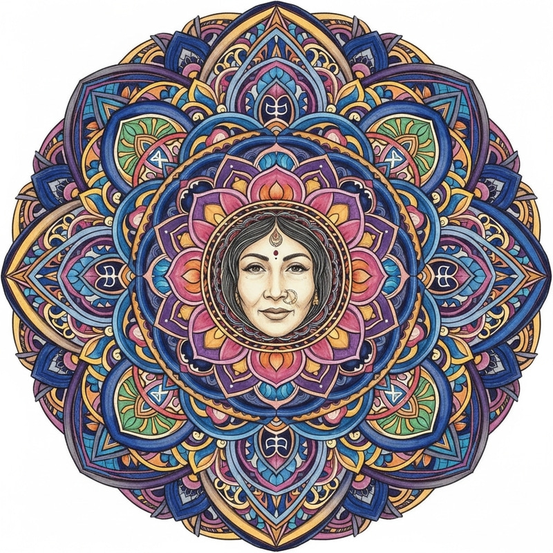Gemini Zodiac Mandala Art with Woman's Face Gemini Zodiac Mandala Art with Woman's Face