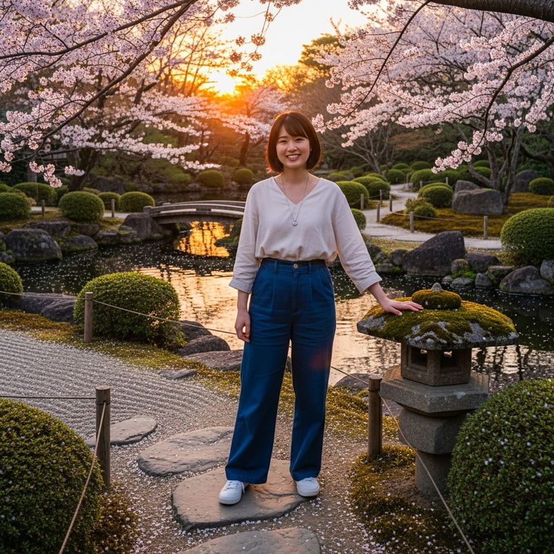 Stylish Japanese Woman in Casual Setting | Radiant Smile & Confidence
