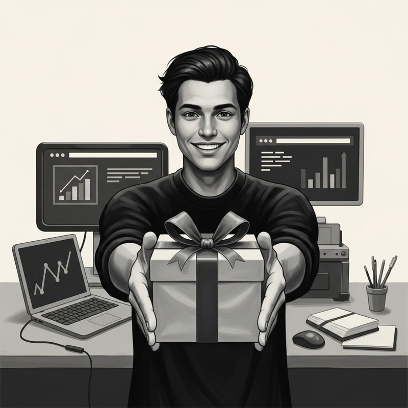 Vintage Web Programmer Giving Gift | Chiaroscuro Digital Painting Vintage Web Programmer Giving Gift | Chiaroscuro Digital Painting