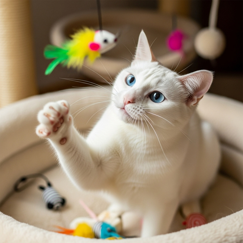 Cute Cat Playing with Toy Mouse | Cozy Cat Bed Cute Cat Playing with Toy Mouse | Cozy Cat Bed
