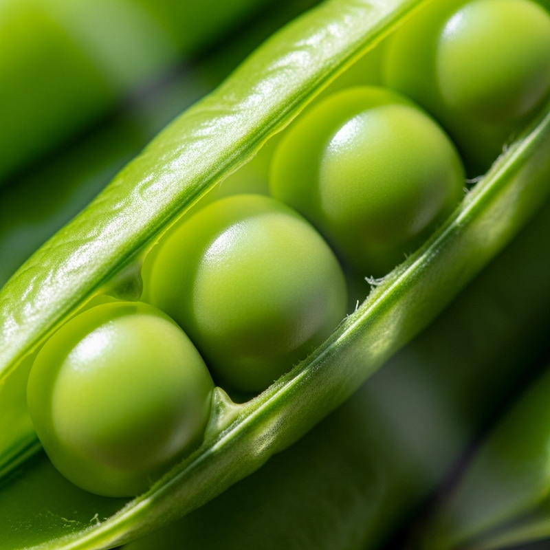 Three Fresh Peas in Organic Pod - Vibrant and Detailed Image Three Fresh Peas in Organic Pod - Vibrant and Detailed Image