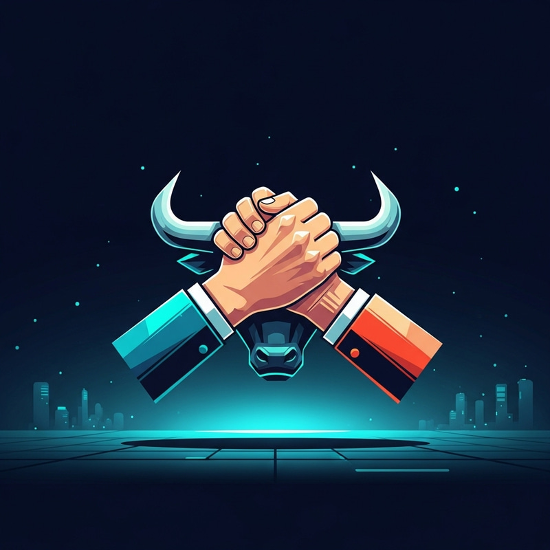 Bold Cryptocurrency Logo: Hands Holding the Bull