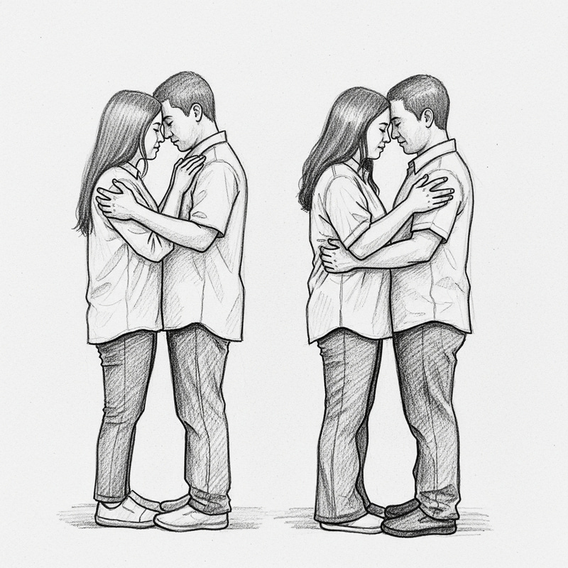 Mirroring Body Language & Touch: Empathetic Pencil Sketch