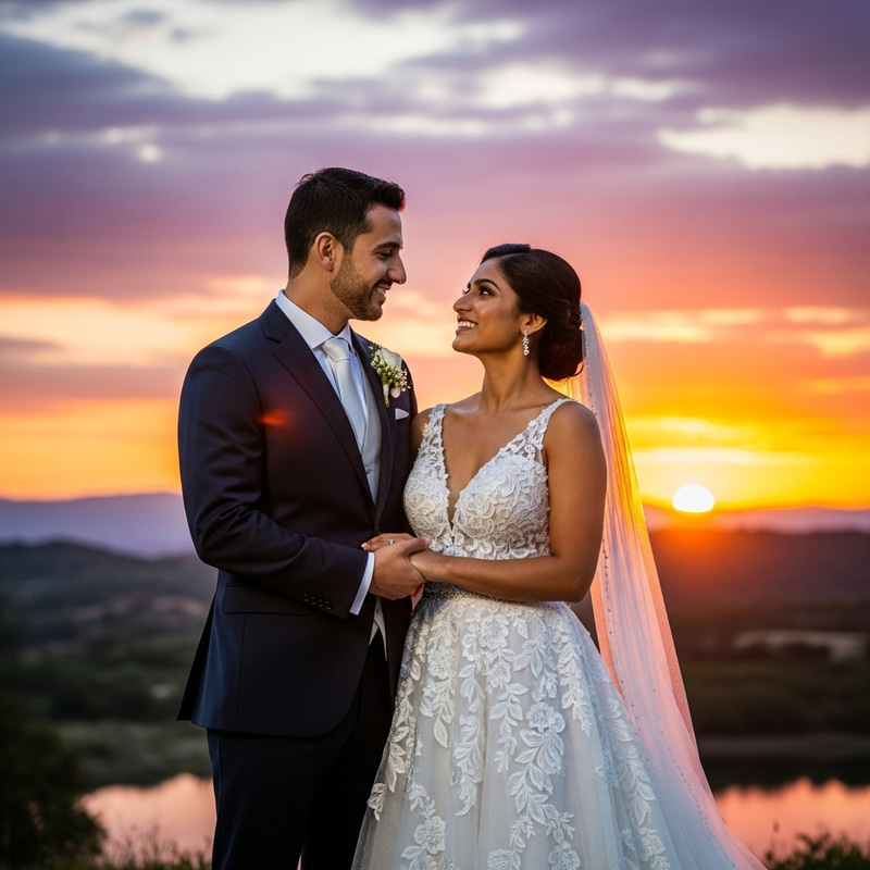 Joyful Hispanic Man & South Asian Woman Wedding | Sunset Celebration Joyful Hispanic Man & South Asian Woman Wedding | Sunset Celebration