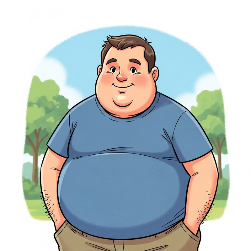 Obese Man Character Illustration