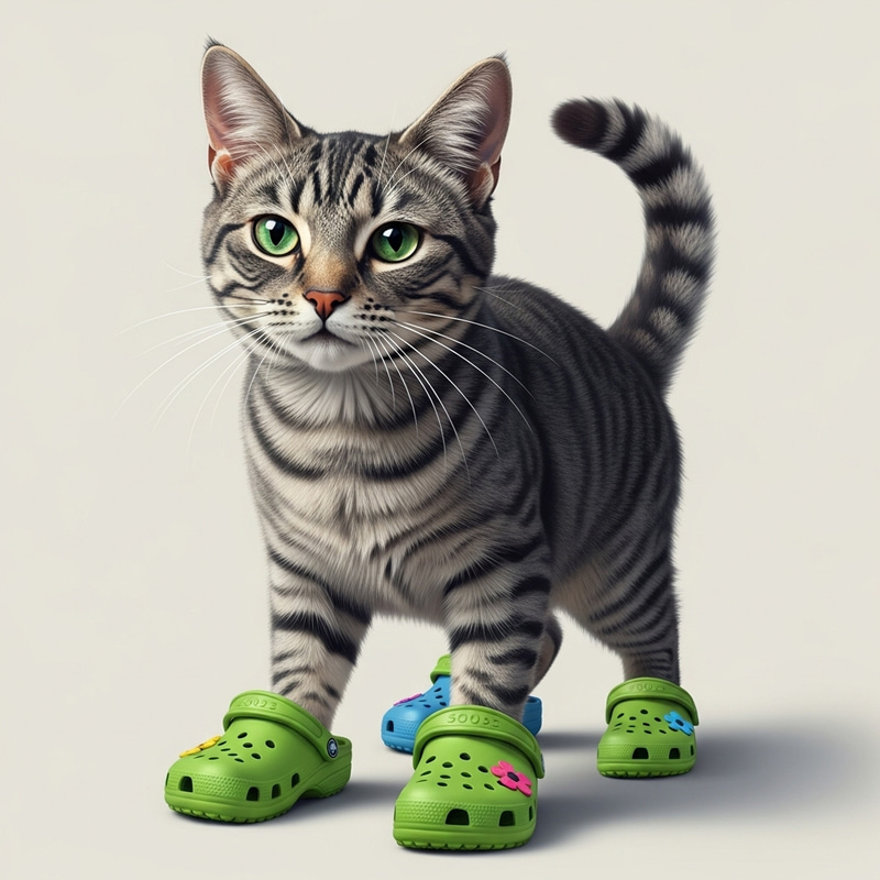 Cat Wearing Colorful Crocs: A Whimsical Delight Cat Wearing Colorful Crocs: A Whimsical Delight
