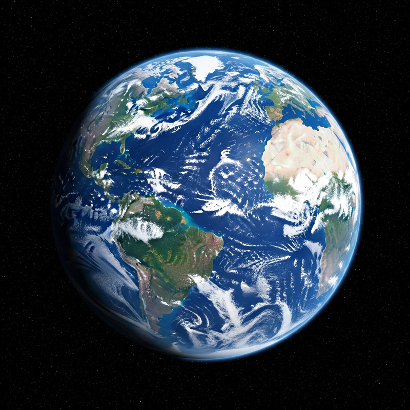 Detailed Earth from Space: Blue, Green & White Hues