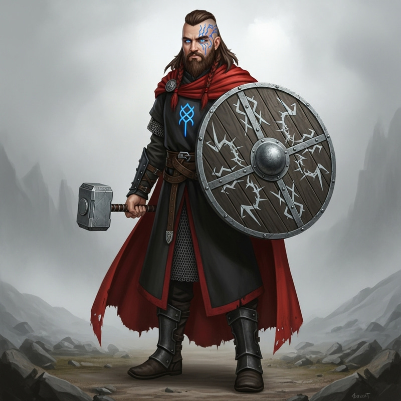 Mighty Norse Warrior with Brown Mohawk and Ice Blue Eyes Mighty Norse Warrior with Brown Mohawk and Ice Blue Eyes