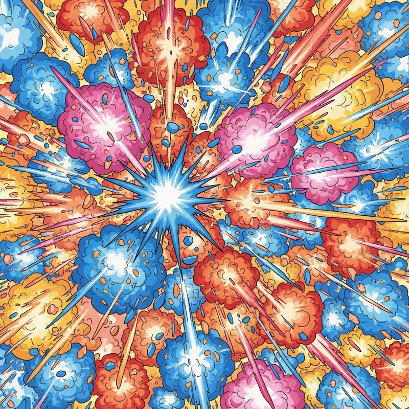 Infinite Explosions in Vibrant Colors - Cartoon Art