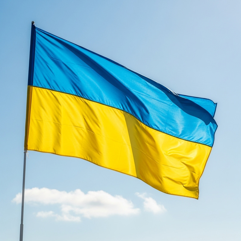 Ukrainian Flag Against a Clear Sky Ukrainian Flag Against a Clear Sky