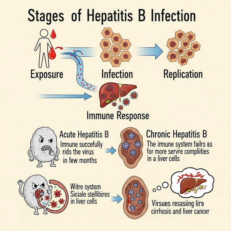 Illustrative Flowchart of Hepatitis B Infection Stages Illustrative Flowchart of Hepatitis B Infection Stages