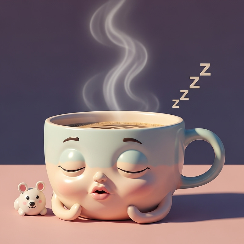 Adorable Sleeping Ceramic Coffee Mug - Pastel Color Scheme Adorable Sleeping Ceramic Coffee Mug - Pastel Color Scheme