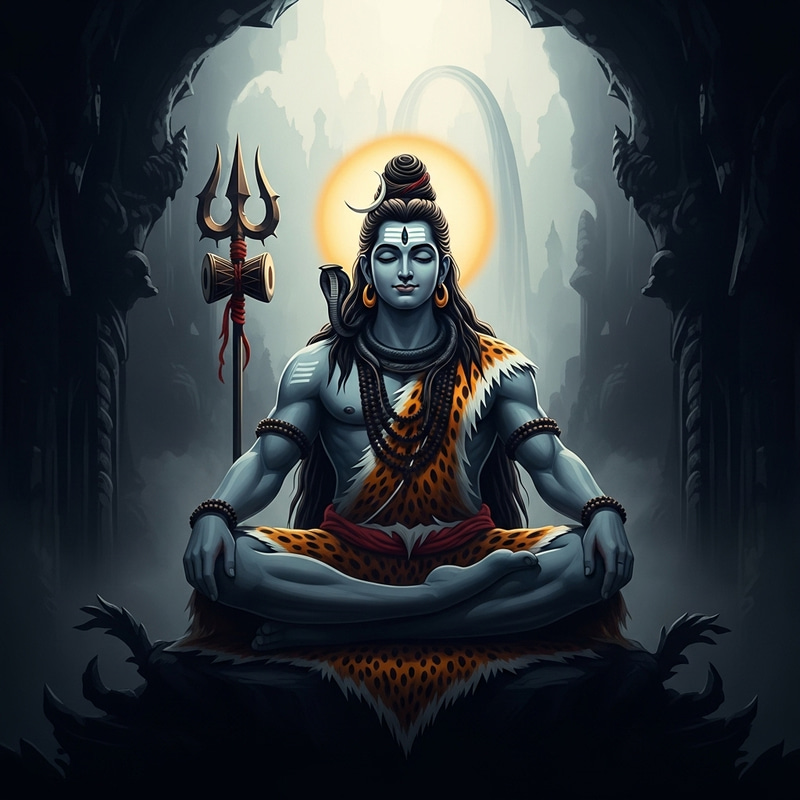 Mystical Lord Shiva | Divine Illustration in Dark Setting Mystical Lord Shiva | Divine Illustration in Dark Setting