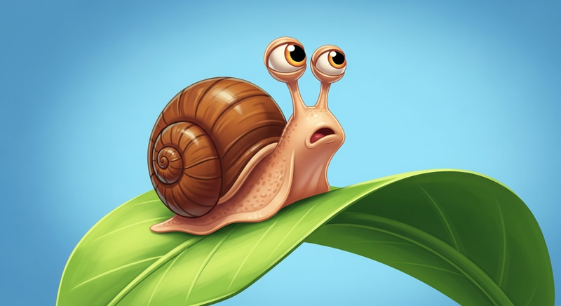 Lively Snail Climbing Leaf | Animated Cartoon Style Lively Snail Climbing Leaf | Animated Cartoon Style