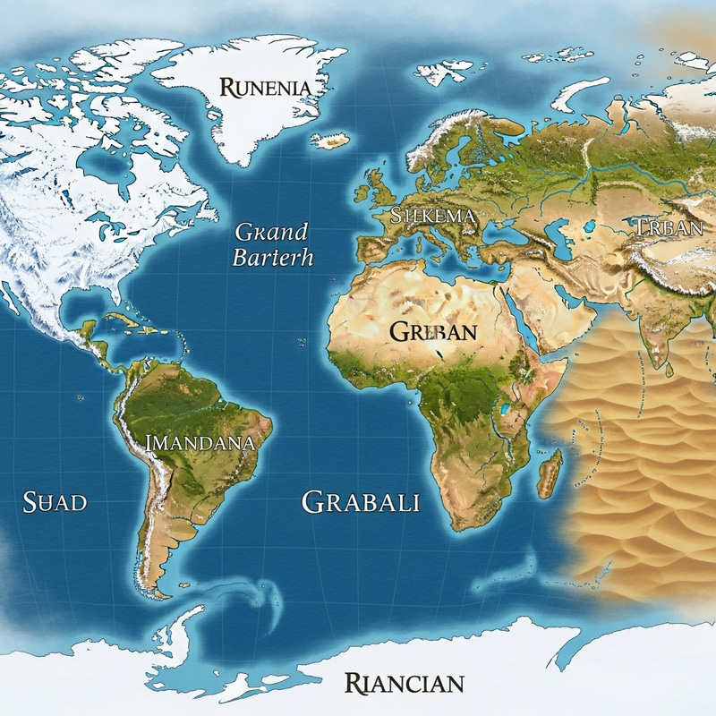 Fantasy World Map: Snow, Sand, and Rivers Fantasy World Map: Snow, Sand, and Rivers