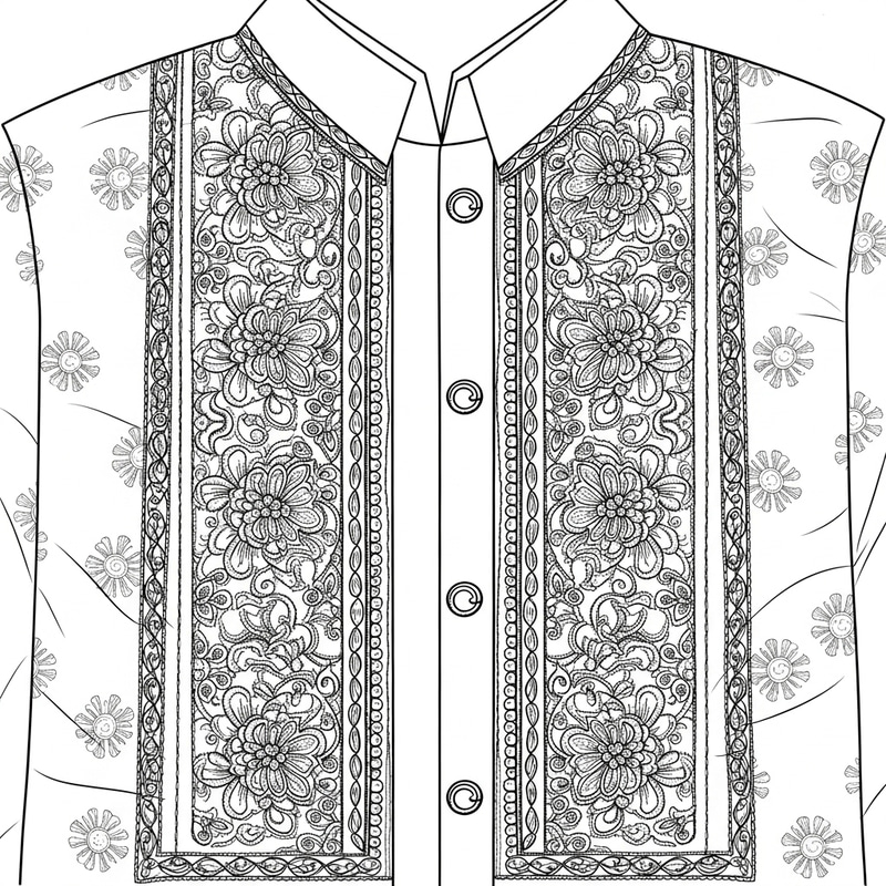 Elegant Black & White Philippine Barong Vector Pattern Elegant Black & White Philippine Barong Vector Pattern