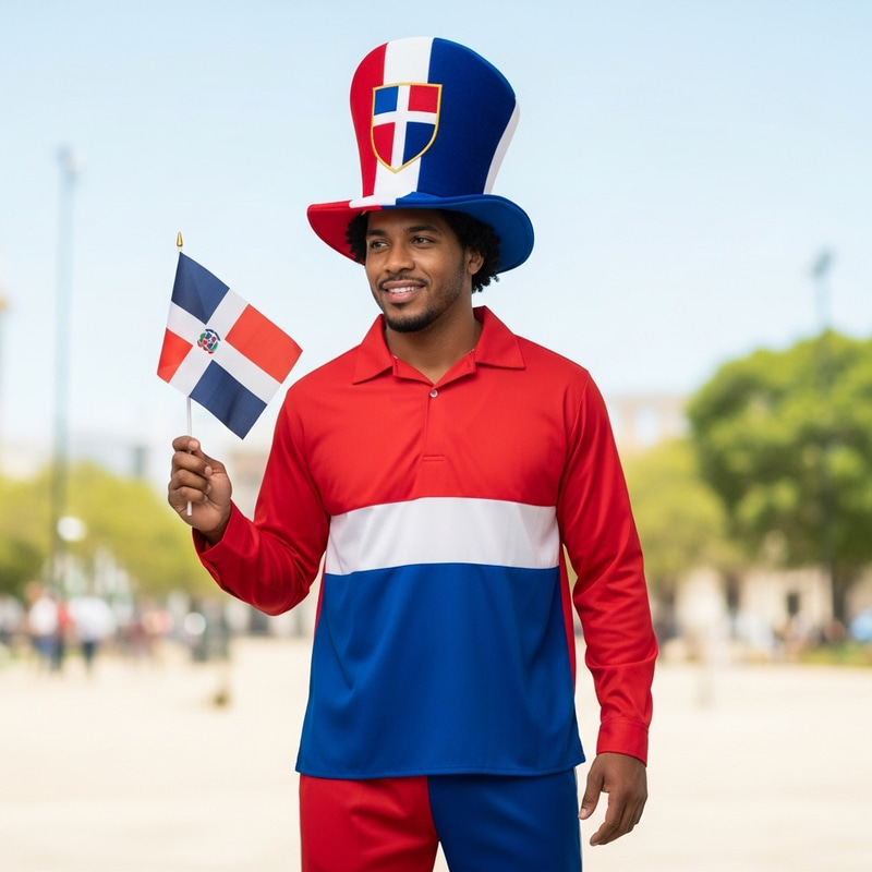 Dominican Flag Colors on Man Dominican Flag Colors on Man