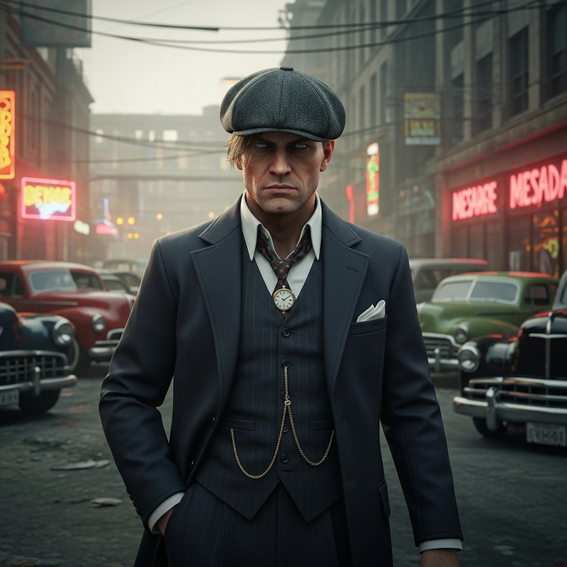 Thomas Shelby in GTA 5 Art | Gritty 1920s Urban Scene Thomas Shelby in GTA 5 Art | Gritty 1920s Urban Scene