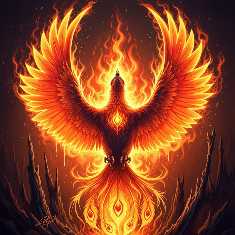 Abstract Phoenix Rising: Symbol of Rebirth and Renewal Abstract Phoenix Rising: Symbol of Rebirth and Renewal