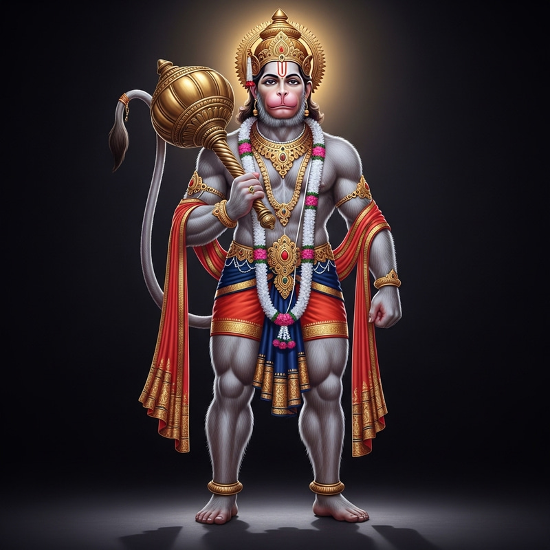 Lord Hanuman: The Majestic Deity with Mace Lord Hanuman: The Majestic Deity with Mace