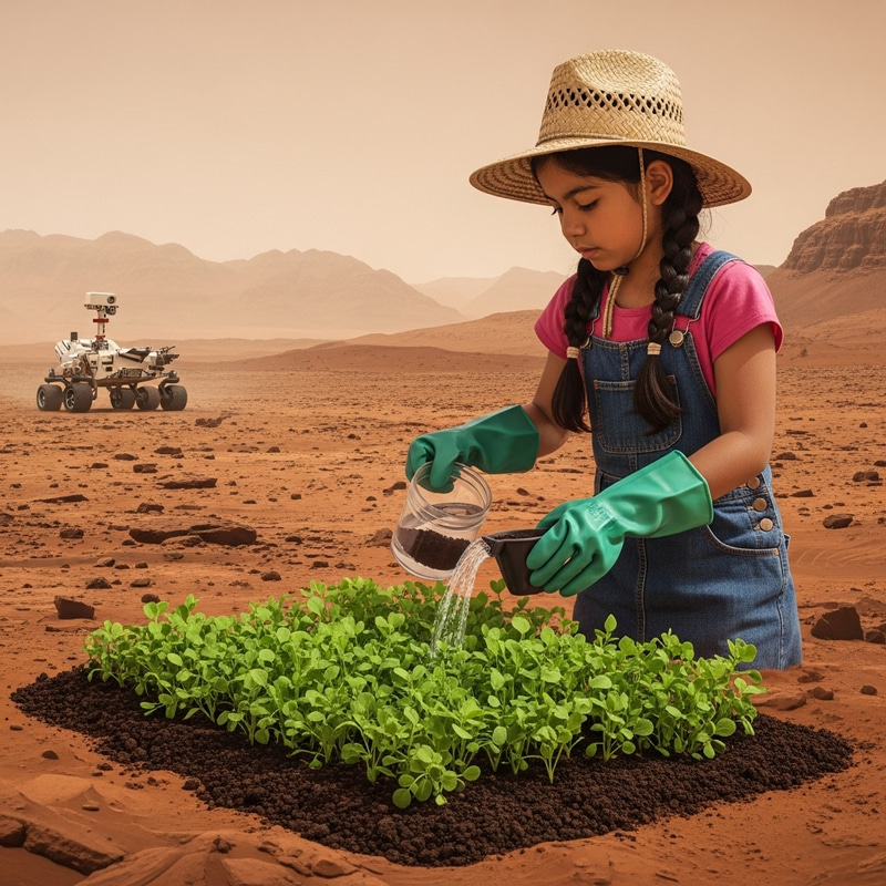 Latina Girl Gardening on Mars | Thriving Terraforming Scene