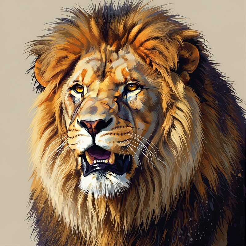 Vibrant Lion Roaring in Bold Pop Art Style