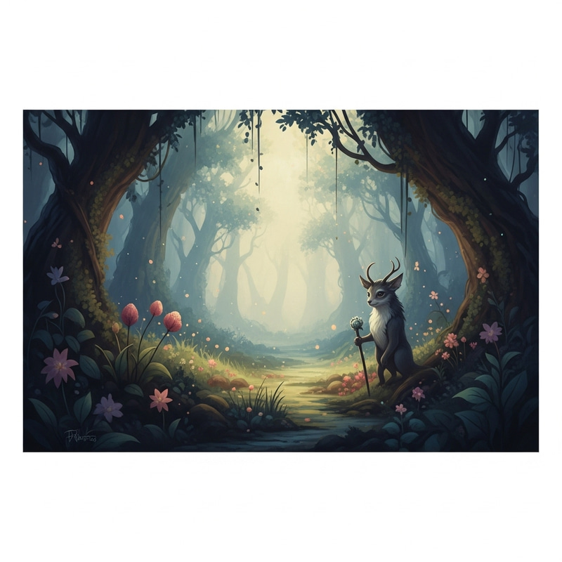 Enchanting Mystical Forest with a Magical Creature Enchanting Mystical Forest with a Magical Creature