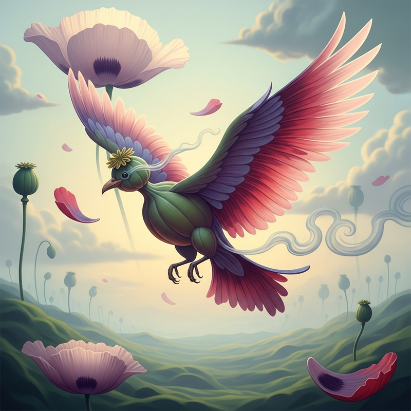 Opium Bird - Surreal Scene with Bird from Opium Elements Opium Bird - Surreal Scene with Bird from Opium Elements