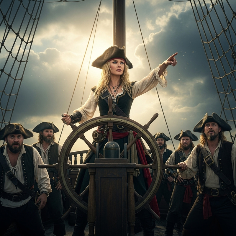 Pirate Captain Jennifer Lawrence Commands Ship Battle Pirate Captain Jennifer Lawrence Commands Ship Battle